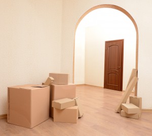 Empty house with moving boxes